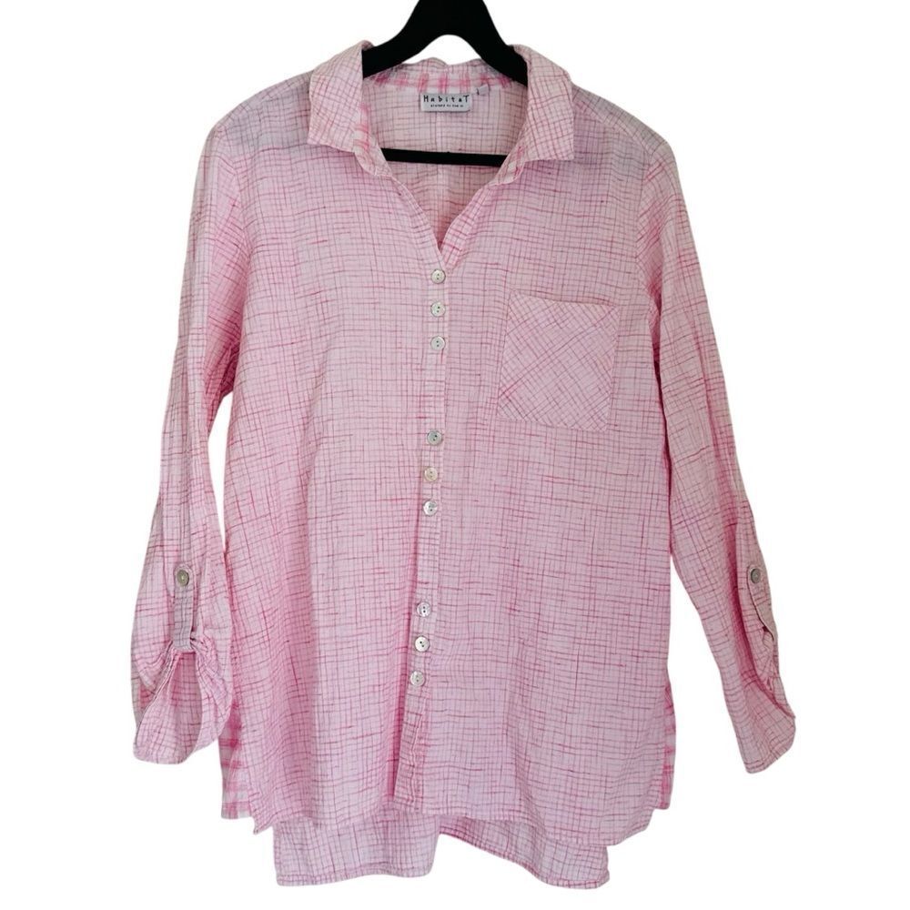 Habitat Pink Plaid Button-Up Shirt Size Medium